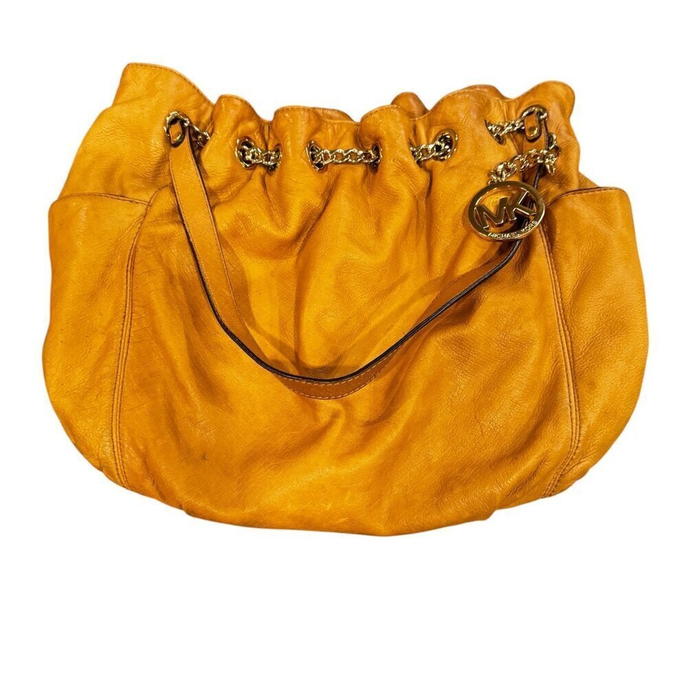 Michael Kors Jet Set Chain O-Ring Leather Tote Bag Marigold